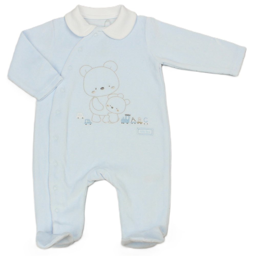Baby Boys Embossed Velour All In One Baby Boys Embossed Velour All In One