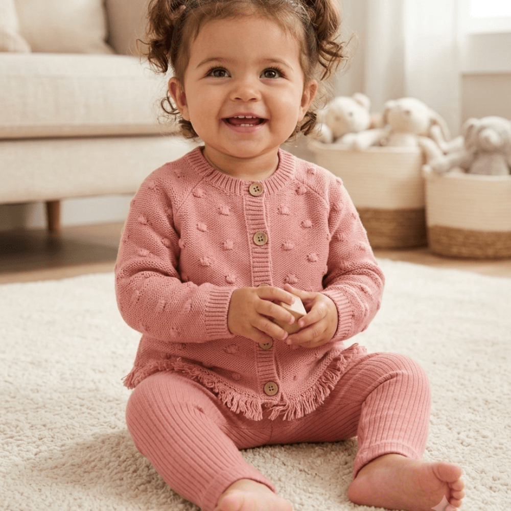 Baby Girls Knitted Cardigan & Ribbed Legging Set Baby Girls Knitted Cardigan & Ribbed Legging Set