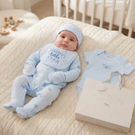 Baby Boys "daddy's Little Star" 6 Piece Mesh Bag Gift Set