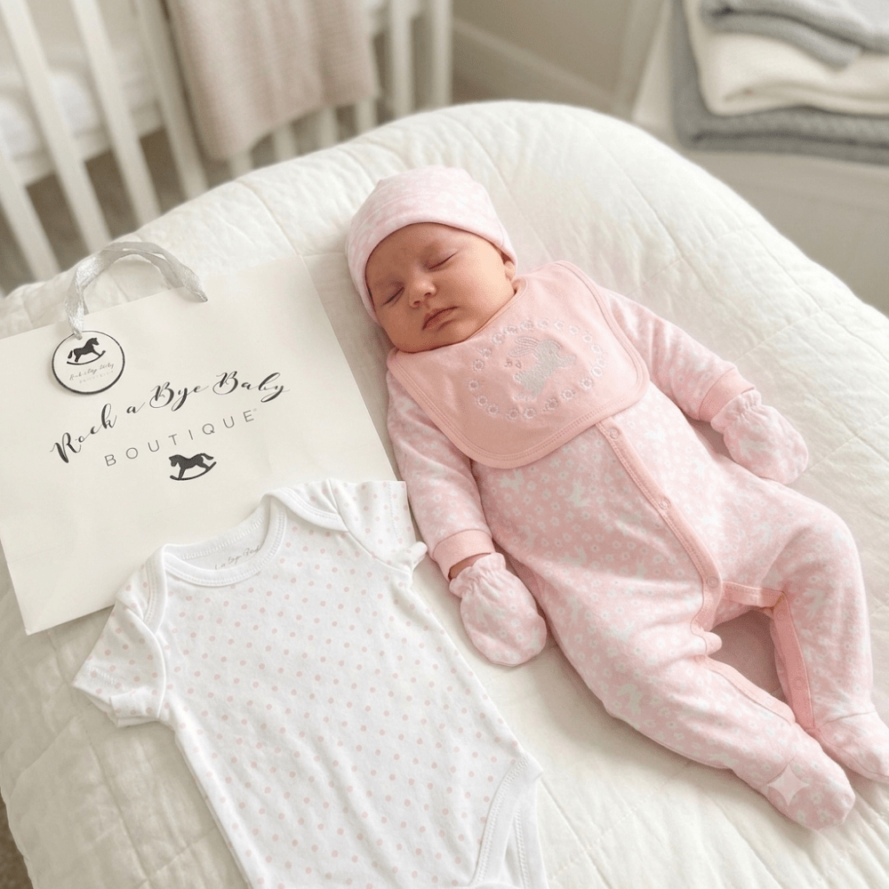 Baby Girls Bunny 6 Piece Mesh Bag Gift Set Baby Girls Bunny 6 Piece Mesh Bag Gift Set