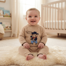 Baby Boys Knitted Bear 2pc Set