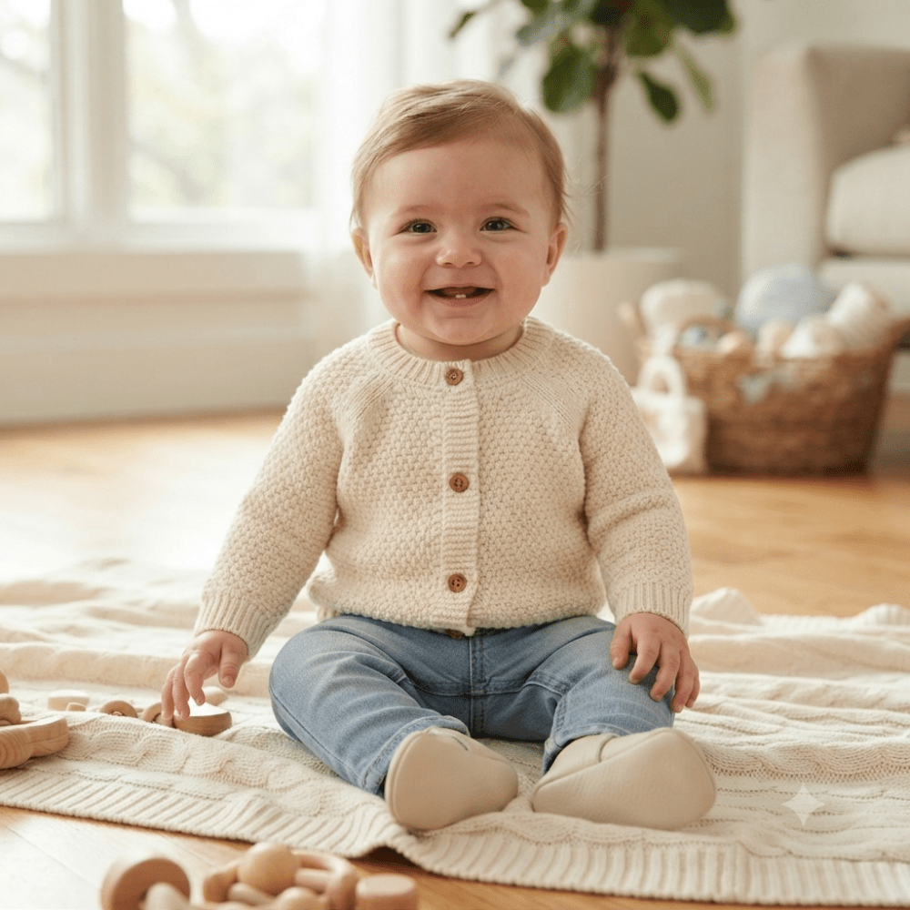 Baby Cotton Knit Cardigan With Embroidery Baby Cotton Knit Cardigan With Embroidery