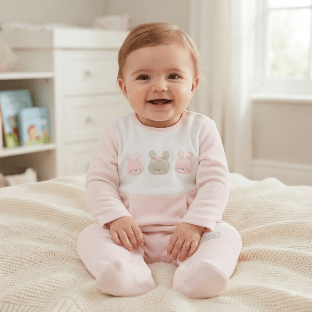 Baby Girls Embossed Velour All In One Baby Girls Embossed Velour All In One