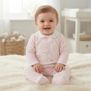 Baby Girls Embossed Velour All In One