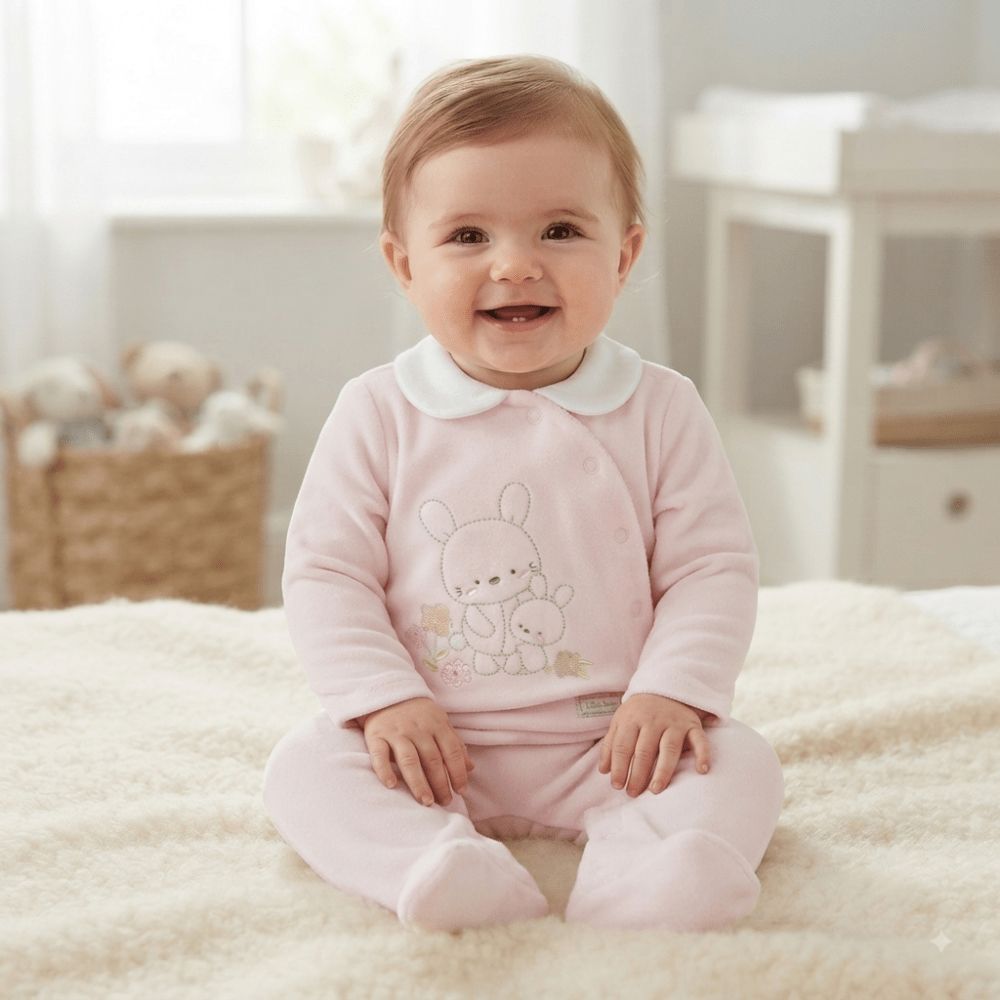 Baby Girls Embossed Velour All In One Baby Girls Embossed Velour All In One