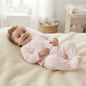 Baby Girls 2 Piece Embossed Velour Outfit