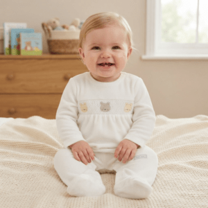 Baby Unisex Smocked Velour All In One