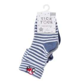 Baby Boys 3 Pack Tot Embroidery Socks With Grippers