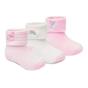 Baby Girls 3 Pack Tot Embroidery Socks With Grippers