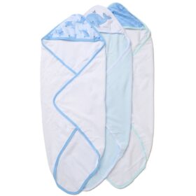 Baby Boys Whale 6 Piece Hooded Towels & Washcloths Bath Time Set
