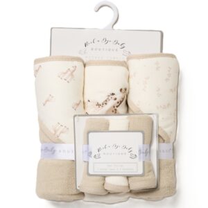 Baby Unisex Giraffe 6 Piece Hooded Towels & Washcloths Bath Time Set