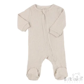 Ribbed Sleepsuit – Biscuit
