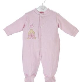 Dandelion Rabbit Ribbed Premature Baby Sleepsuit- Pink