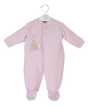 Dandelion Rabbit Ribbed Premature Baby Sleepsuit- Pink