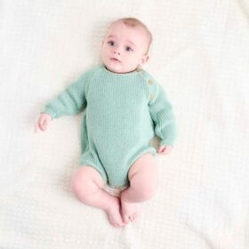 Dandelion Long Sleeve Knitted Romper- Sage