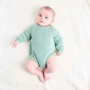 Dandelion Long Sleeve Knitted Romper- Sage
