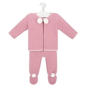 Dandelion Pom Pom Knitted Set- Dusty Pink