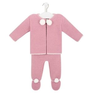 Dandelion Pom Pom Knitted Set- Dusty Pink